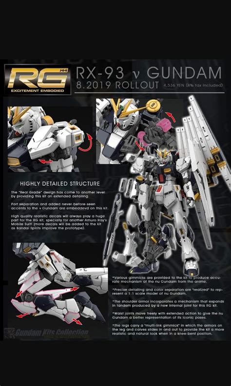 Bandai Rg 1144 Nu Gundam Fin Funnel Effect Model Kit Limited Edition