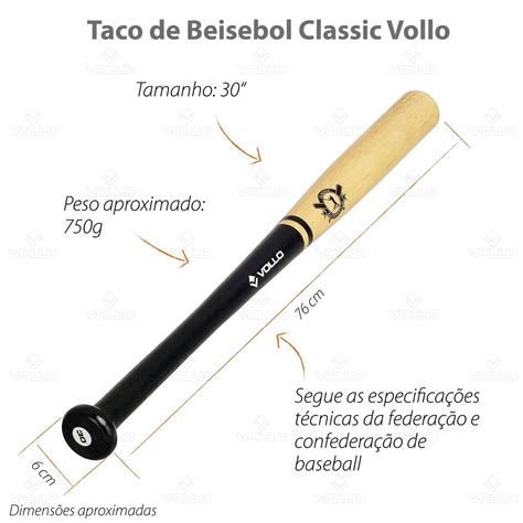 Dar Taco De Beisebol Vollo Classic Profissional Madeira Cm