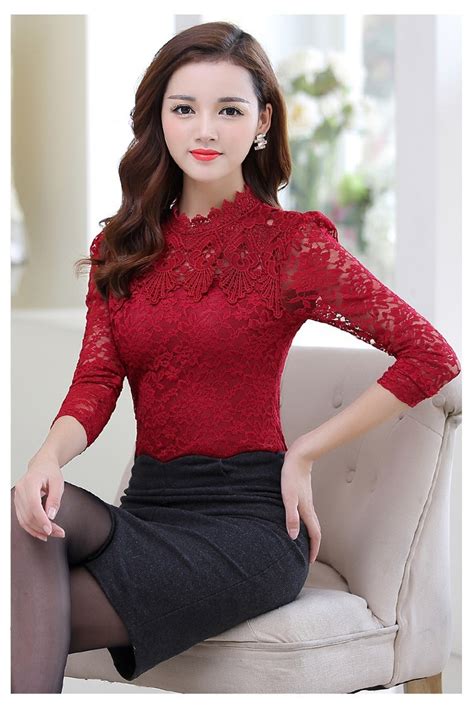 Elegant Spring Summer Long Sleeve Lace Blouse On Luulla