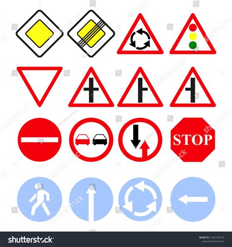 Set Main Road Signs Icons Stock Vector (Royalty Free) 1249180150 ...