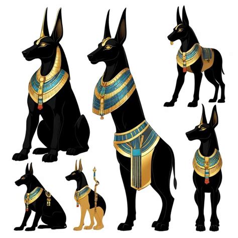 Anubis Vector Conjunto Fondo Blanco Aislado Un Alto Vector Premium