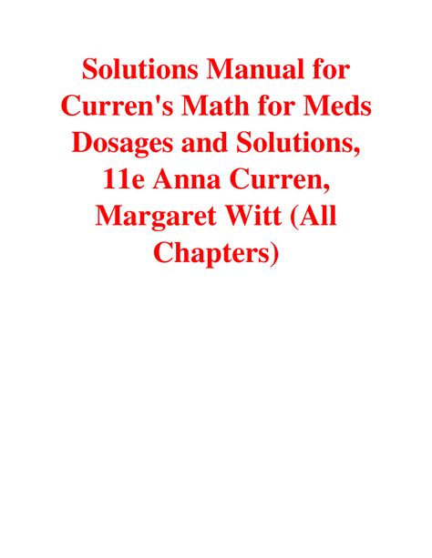 Math For Meds Dosages And Solutions 5