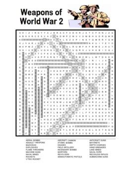 WEAPONS OF WW 2 Word Search By Scorton Creek Publishing Kevin Cox