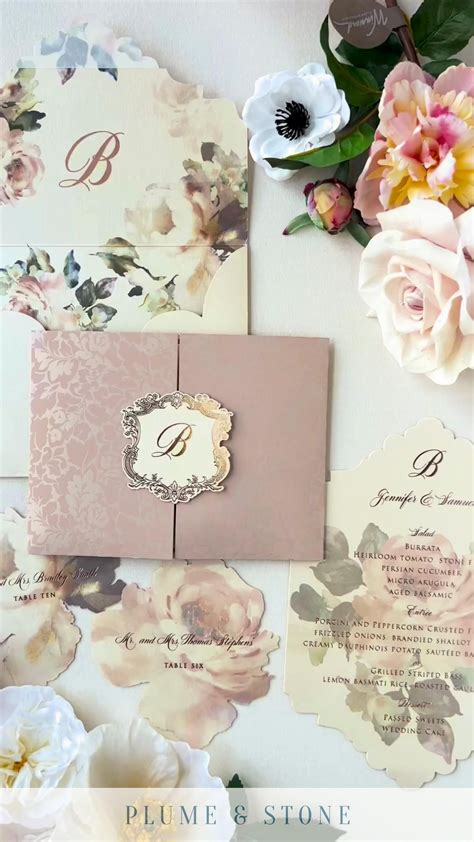 Royal Rose Gold Unique Wedding Invitation With Pocket Folder And