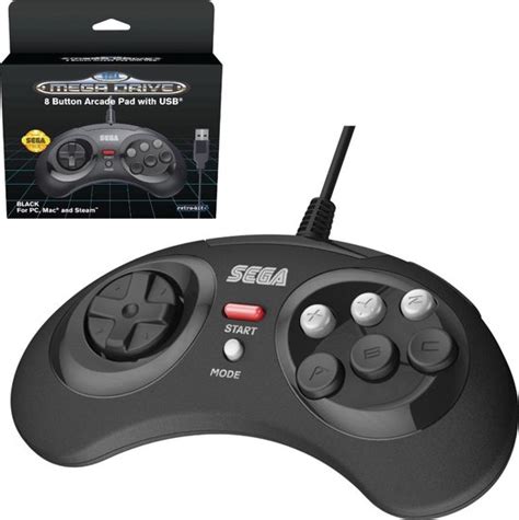 Retro Bit Sega Mega Drive 8 Button Usb Controller Black Bol