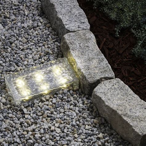 Iced X Solar Brick Light Warm White Landscaping With Rocks Solar