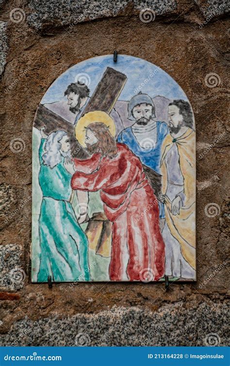 Way Of The Cross 5th Station Simon Of Cyrene Helps Jesus To Carry The