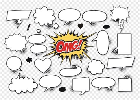 Premium Vector Big Set Comic Speech Bubbles With Halftone Dot Background