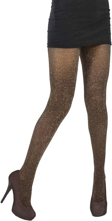 Black Gold Lurex Glitter Sparkly Tights Party Amber Rose Collection Uk Clothing