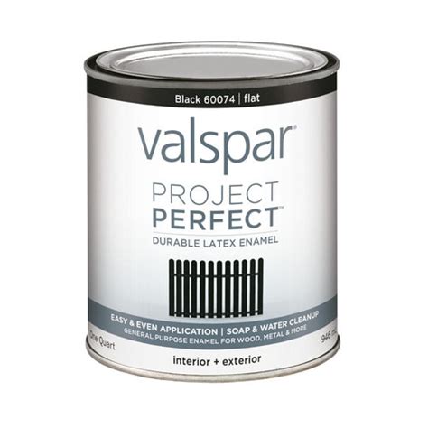 Valspar Project Perfect Flat Black Enamel Interior Paint 1 Quart In