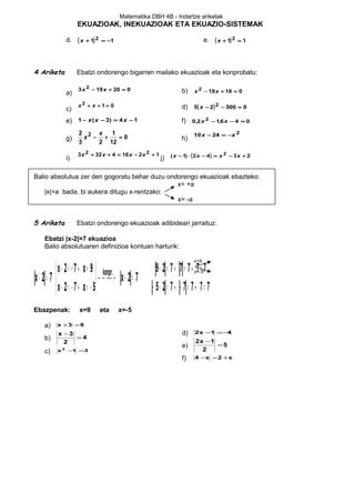 4 Dbh Matematikab 4 Eta 5 Gaia Ekuazioak Eta Ekuazio Sistemak PDF