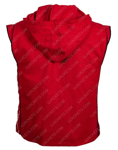 Aladdin Red Hooded Vest Massoud Aladdin Red Hooded Cotton Vest