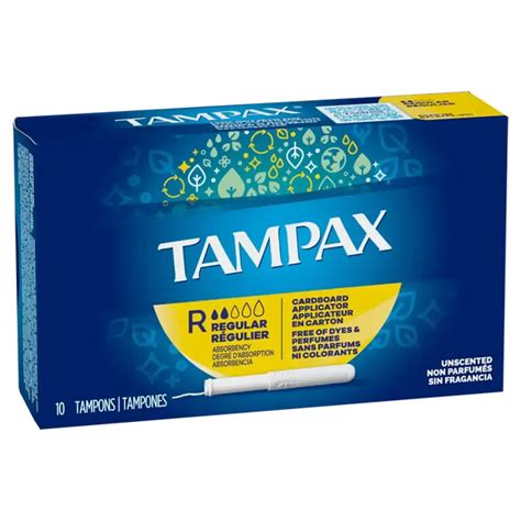 Tampax Carboard Tampons Regular Absorbency 10 Ct Case 12 Units