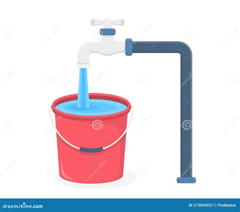 Tap And Bucket With Water Stock Vector Illustration Of Pure