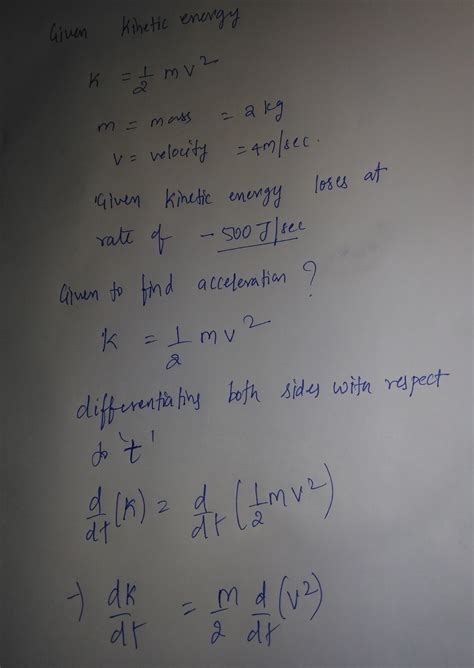 Solved The Kinetic Energy Of An Object With Mass M And Velocity V