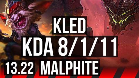 Kled Vs Malphite Top 8111 20m Mastery 400 Games Dominating