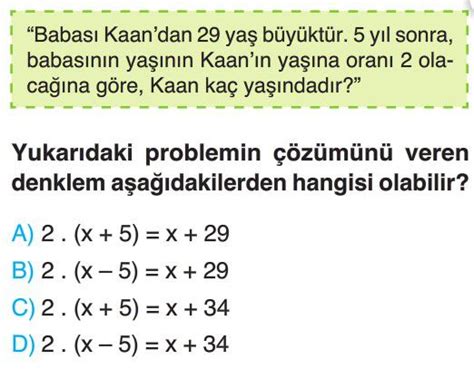 Denklem Kurma Problemleri Test Çöz 7 Sınıf Matematik Testleri