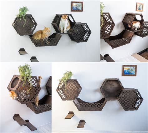 Hexagon Cat Shelveshexagon Catwalkcat Climbing Wallcat Etsy