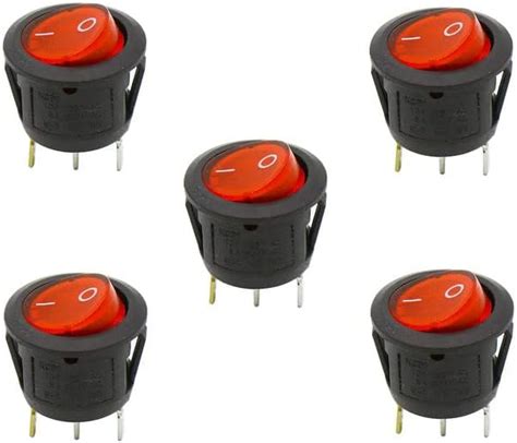 Care N Touch Pack Of Red Light Spst Pin On Off Round Boat Rocker