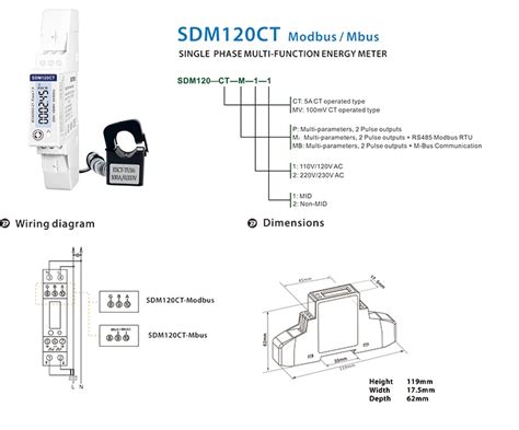 SDM120CTM MID Approved Single Phase Multifunction RS485 Modbus