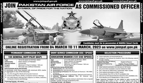 Paf Jobs In Pakistan Join Pakistan Air Force As Commissioned