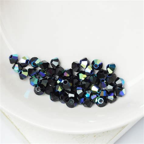 3 Mm Preciosa Bicone Beads Jet Ab X 50 Pcs