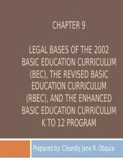 Chapter Bec Rbec Ebec Docx Chapter Legal Bases Of The Basic