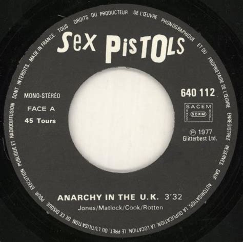 Sex Pistols Anarchy In The UK BA French 7 Vinyl Single 7 Inch