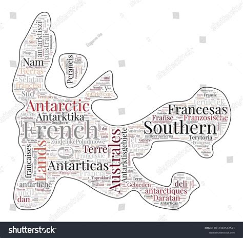 Taaf Shape Filled Country Name Many Stock Vector Royalty Free