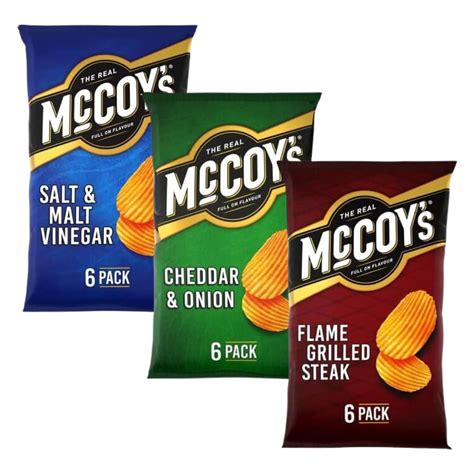 Crisps Snack Variety Bundle Consisting Of Mccoys Salt And Malt Vinegar Crisps 6x25g Cheddar