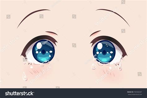 Crying Eyes Anime Manga Girls Tears Stock Vector (Royalty Free ...