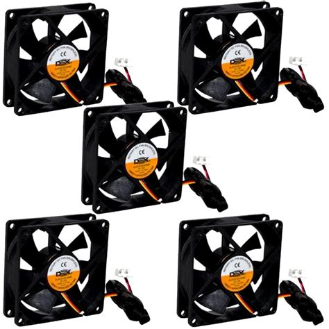 Kit 5 Cooler Fan Ventilador Preto 8cm 80mm 12v Ventoinha Resfriamento