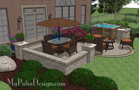 Hot Tub Patio Design with Seat Walls | Download Plan – MyPatioDesign.com