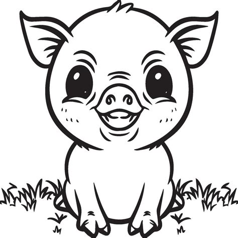 Pig coloring pages. Pig outline vector image 42396043 Vector Art at ...