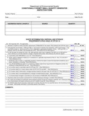 Fillable Online Michigan Rcra Inspection Forms Michigan Fax Email