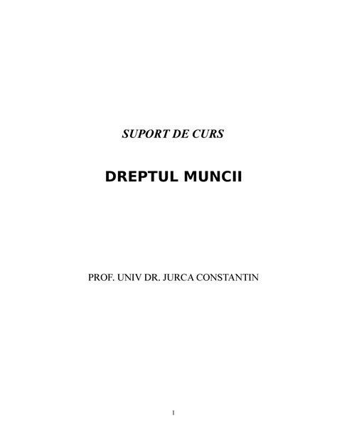 Dreptul Muncii Suport De Curs Dreptul Muncii Prof Univ Dr