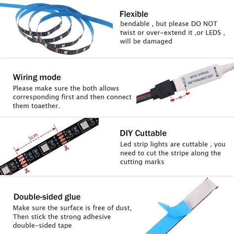 DC 5V nuotolinio valdymo pultas RGB LED juostelės lemputė 5050 30 LED m