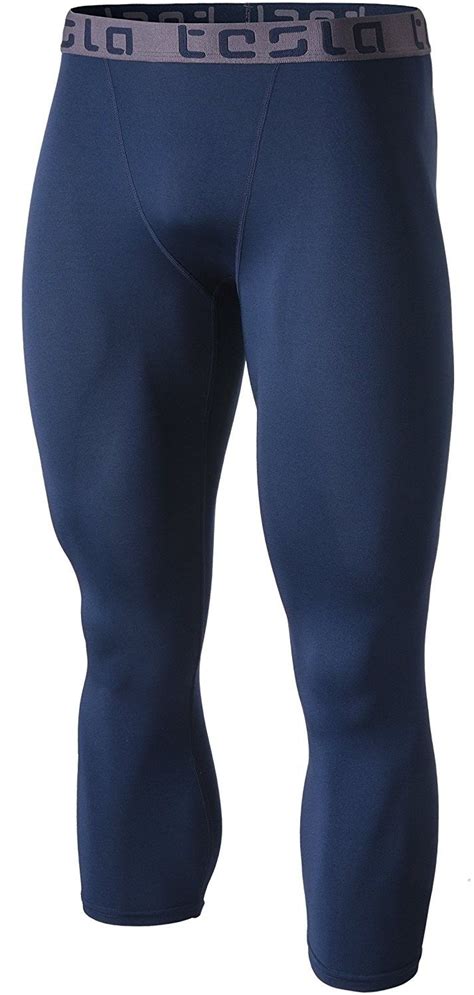 Mens Compression 3 4 Capri Shorts Baselayer Cool Dry Sports Tights