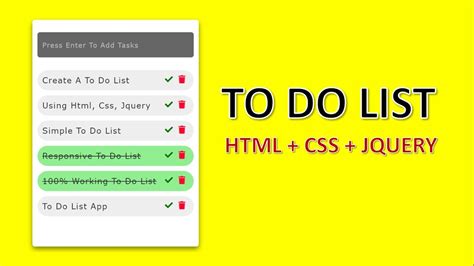 To Do List App Using HTML CSS JQUERY Beginner YouTube