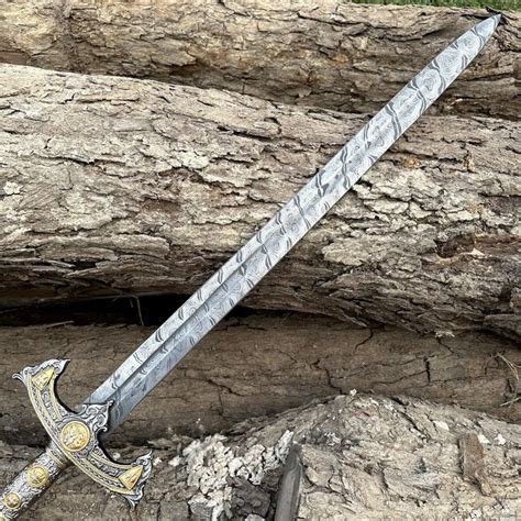 Viking Sword Custom Hand Forged Damascus Steel Viking Sword Etsy