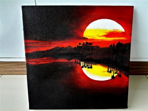 Kanvas Gambar Lukisan Sunset Contoh Gambar Lukisan