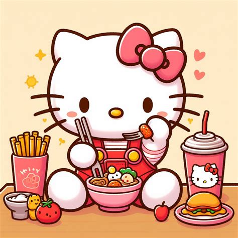 Hello Kitty Eating Food (AI Images) by Kittykun123 on DeviantArt