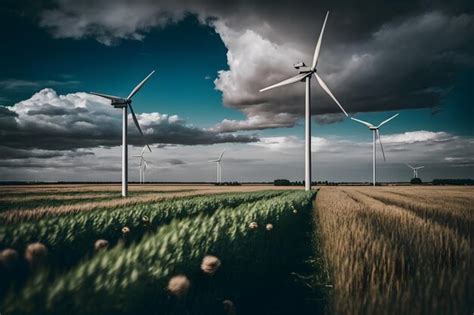 Una Imagen De Turbinas E Licas En Un Campo Con Un Cielo Nublado Al