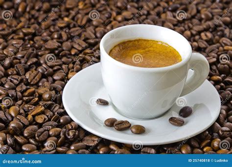 Fresh Espresso At Roasted Coffee Beans Royalty Free Stock Photos ...