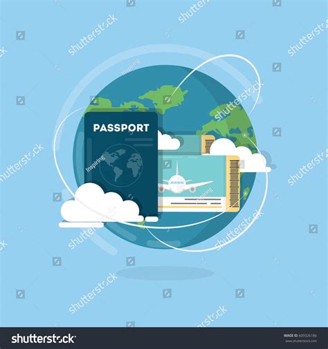 Vector Passport Tickets Air Travel Concept Stock Vector Royalty Free 609326186 Shutterstock