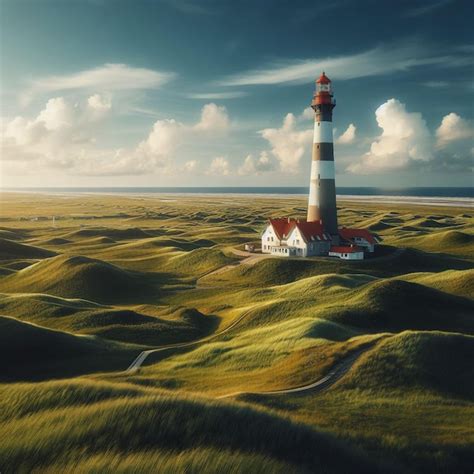 Premium Photo Westerheversand Lighthouse In The Grass Field