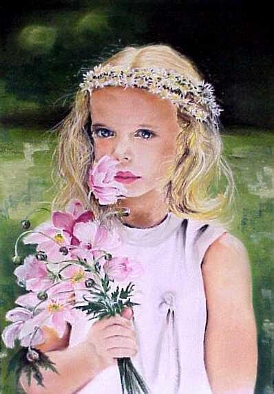 Petite Fille Au Bouquet Peinture Par Isabelle Le Tutour Artmajeur