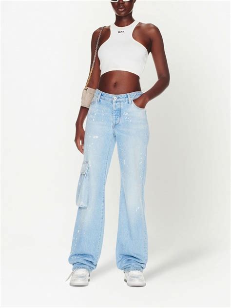 Toybox Painted Wide Leg Jeans Off White Eraldo