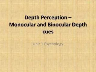 Ppt Binocular Vision And The Perception Of Depth Powerpoint