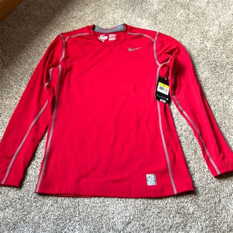 Nike Shirts Mens Nike Pro Combat Drifit Long Sleeve Hyperwarm Shirt Red Mens Small Poshmark